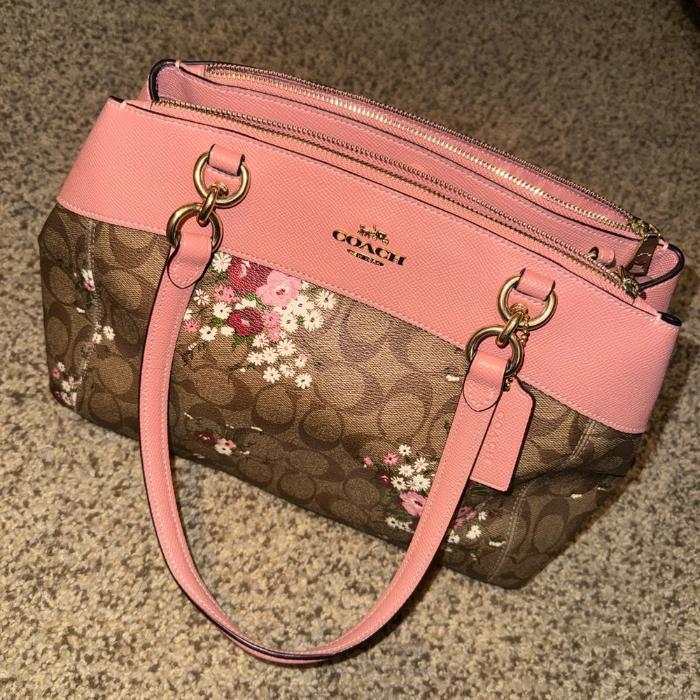Coach Floral Pink and Brown Satchel